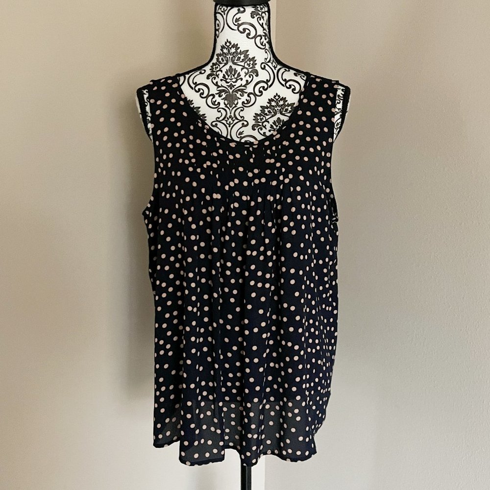 ELIANE ROSE Shell Blouse - Navy Blue Polkadot - Size XL